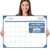 Gannyfer front display of 22x17 desk calendar showing full month view and clear layout benefit