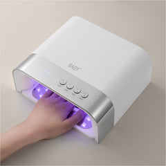GAOY lamp front view showing compact white housing and wide opening for quick curing