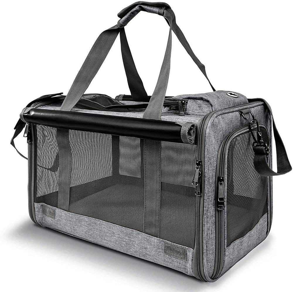 GAPZER front view of large cat carrier showing full mesh and privacy panels for calm travel