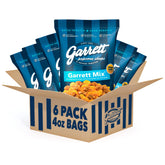 Garrett Popcorn Shops front packaging showing six 4.0 oz bags for gifting