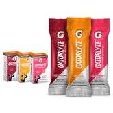 Gatorlyte front box variety pack showing three flavors and stick count for convenient hydration