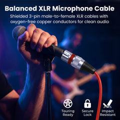 GEARit coiled 100ft XLR cable demonstrating long-run flexibility and reach