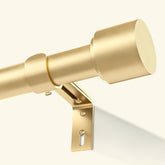 GEEBOBO gold curtain rod full mounted view showing stable support