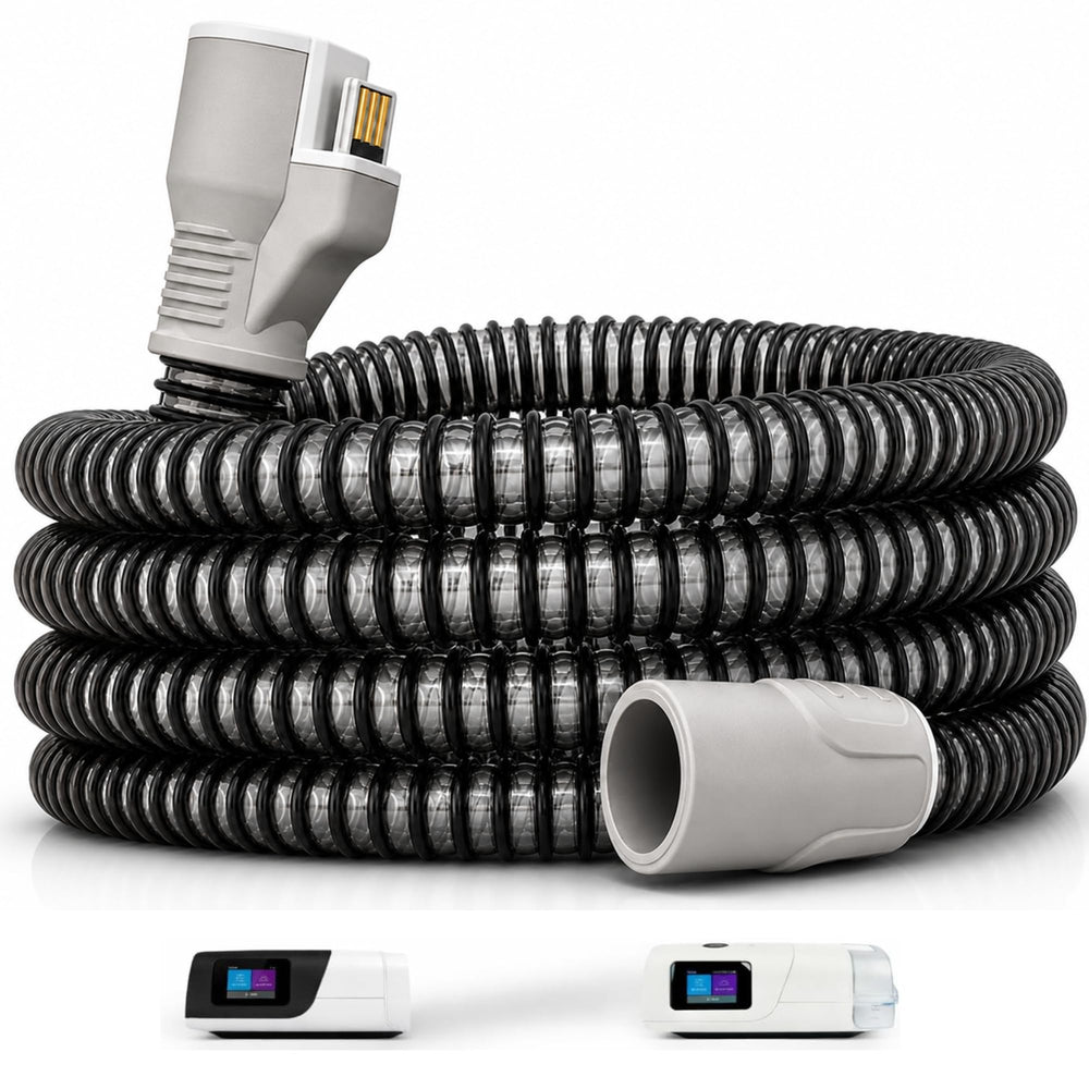 Generic brand air tube front connection showing secure AirSense11 fit and reliable seal