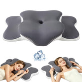 Generic pillow front view showing contoured profile and ergonomic benefit