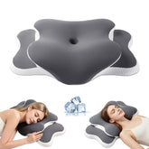 Generic ergo pillow front view showing contour and support benefits