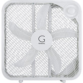 Genesis box fan front view showing airflow and stable base for efficient cooling