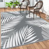 GENIMO front view of 5x8 grey white rug showing pattern and scale benefit