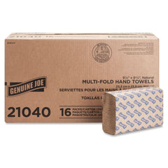 Genuine Joe front packaging showing pack count and recycled claim for clear inventory benefit