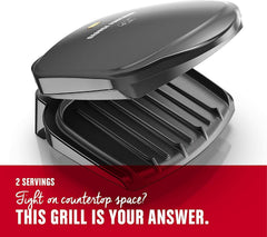 George Foreman GR10B closeup of nonstick plate showing easy food release and fast cleanup