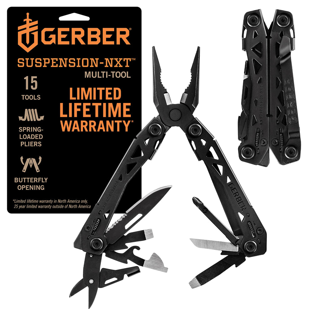 Gerber front overview showing compact multitool and black finish for everyday carry