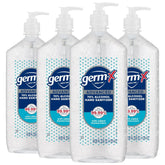 Germ-X front view of 1 liter pump bottle showing full label and capacity benefit