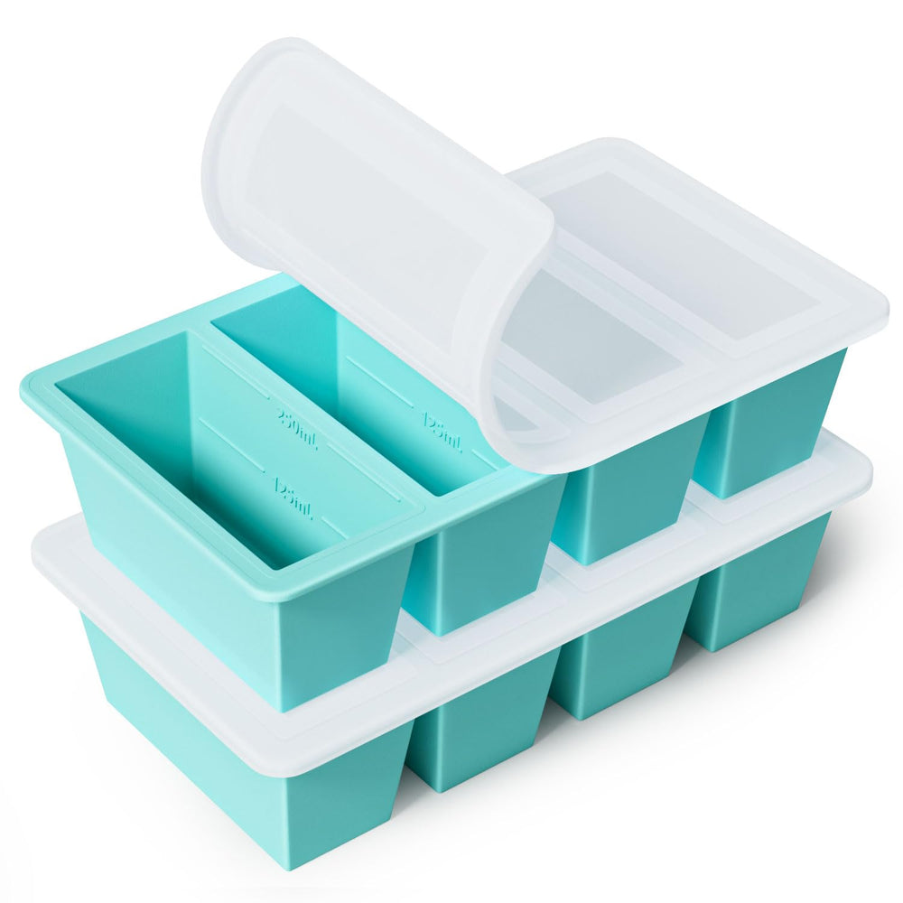 GGOW tray top view showing even cavities and lids for convenient portioning