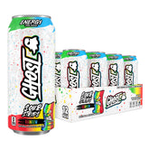 GHOST can front showing Sour Strips Rainbow artwork and bold flavor benefit