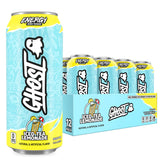 GHOST front can showing Iced Tea Lemonade flavor and visible ingredient list benefits