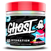 GHOST front packaging showing Sonic Cherry Limeade and servings benefit