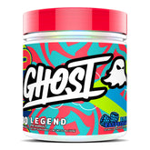 GHOST Legend front tub showing blue raspberry label and clear ingredient transparency benefit