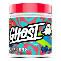 GHOST Legend front tub showing blue raspberry label and clear ingredient transparency benefit