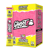 GHOST pink lemonade front packaging showing 24 sticks and convenience