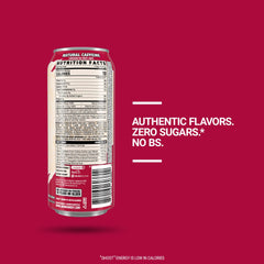 GHOST close-up of can label displaying full-disclosure ingredients and doses