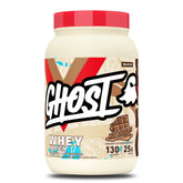 GHOST front tub showing milk chocolate flavor and clear label benefits