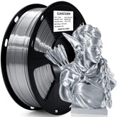 GIANTARM front spool view showing silk metallic silver finish and tidy winding benefit