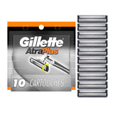 Gillette AltraPlus front packaging showing ten refill cartridges and pack benefit