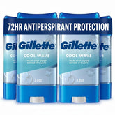 gillette clear gel front packaging showing benefits and cool wave scent