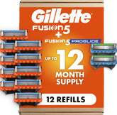 Gillette front packaging showing Fusion5 and ProGlide refills for reliable supply