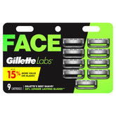 Gillette Labs front packaging showing nine cartridges and clear branding benefit of convenience