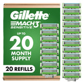 Gillette Mach3 front packaging showing 20-count pack and clear branding for value