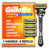 Gillette ProGlide Shield front packaging showing kit and benefits for comfortable shaving
