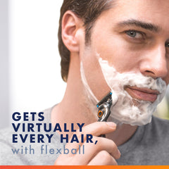 Detail of Gillette ProShield Chill blue Lubrastrip showing cooling lubrication feature