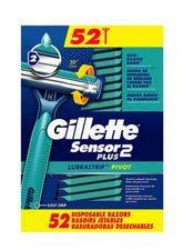 Gillette Sensor2 Plus front packaging showing 52-pack and value