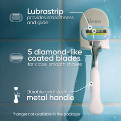 Gillette Venus five-blade cartridge closeup showing smoother shave benefit