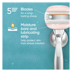 Gillette Venus close-up of five blades showing precise edges for smooth shave