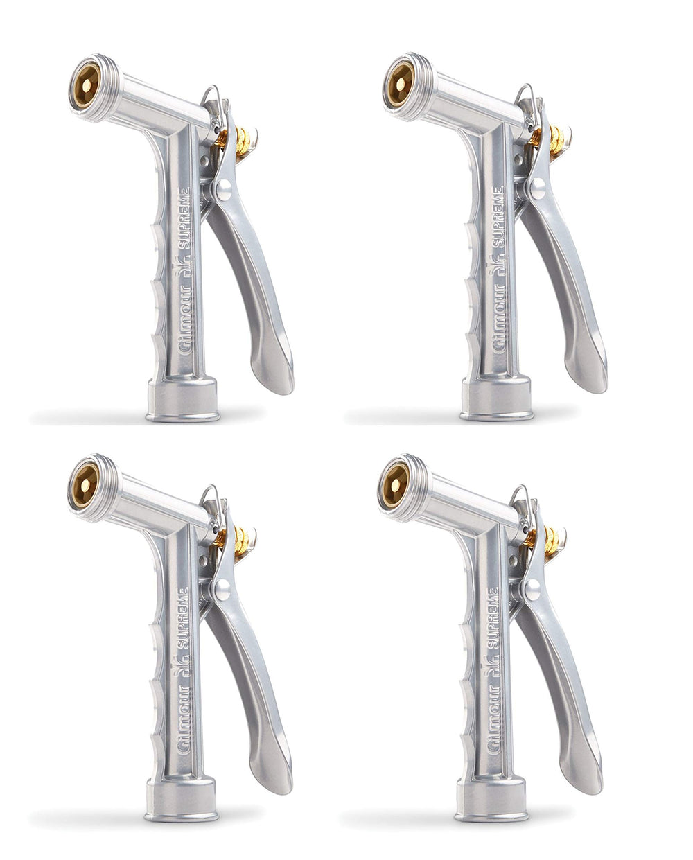Gilmour metal nozzle front view showing robust build and reliable watering
