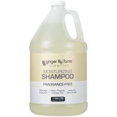 Ginger Lily Farms front view of 128oz shampoo showing clear labeling and refill benefit
