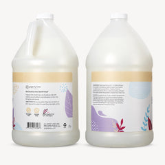 Ginger Lily Farms pouring refill into dispenser demonstrating easy transfer and savings