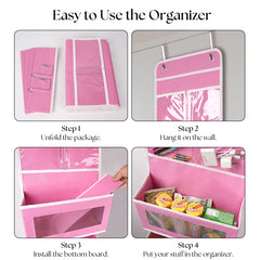 Giraffe Creation organizer filled with diapers bottles and toys, organizes baby essentials for quick access