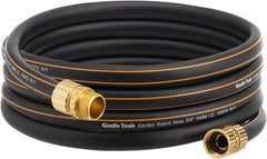 Giraffe Tools front view of 15ft 5/8 inch hose showing compact size and label, clear storage benefit