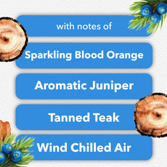 Glade Juniper & Teak cartridge installed in plug warmer showing continuous scent benefit