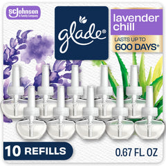 Glade Lavender & Aloe front packaging showing 10-count benefits