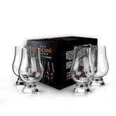 Glencairn boxed set front packaging showing four glasses and gift carton benefit presentation