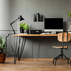 Globe Electric side profile mounted on desk demonstrating space-saving clamp
