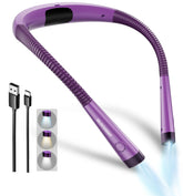 Glocusent front view of packaged neck light showing compact design and benefits