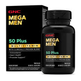 GNC Mega Men 50 Plus front label showing product and benefits