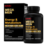GNC Mega Men front packaging showing bottle and 180-count for long-lasting supply