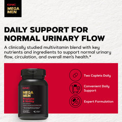 GNC Mega Men nutrition facts label showing ingredients and dosages clearly