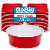 GoBig red party cup bowls front packaging showing 30-count convenience